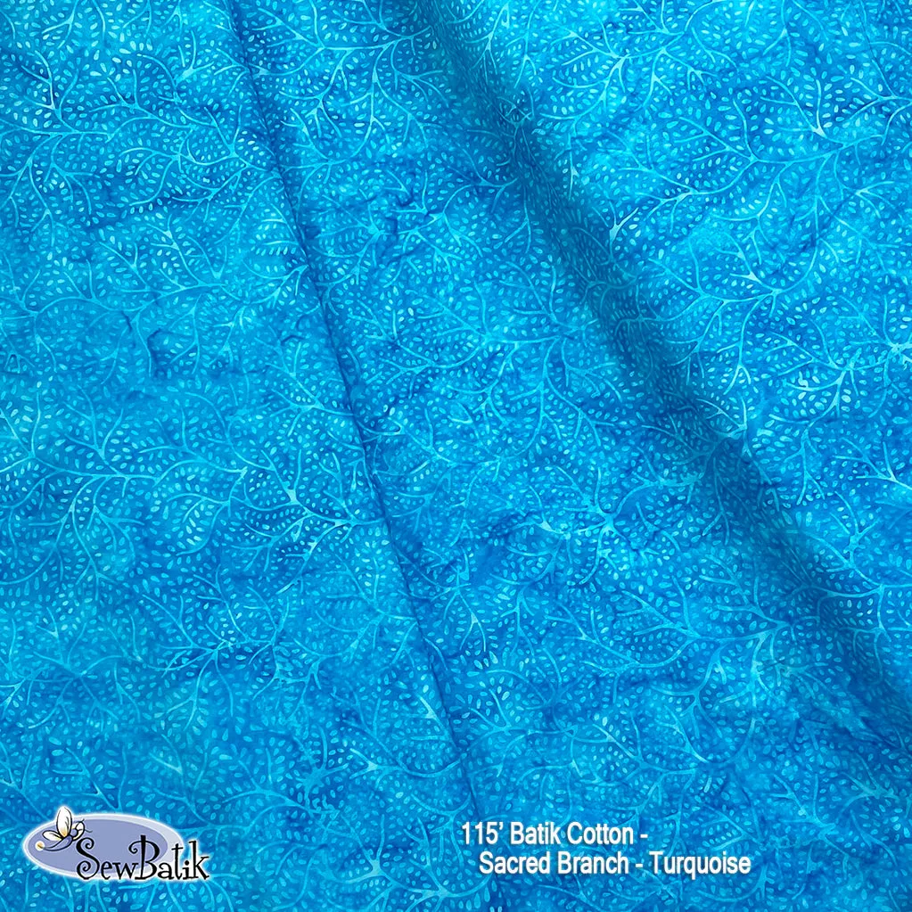 112" Wide Batik - Sacred Branch - Turquoise