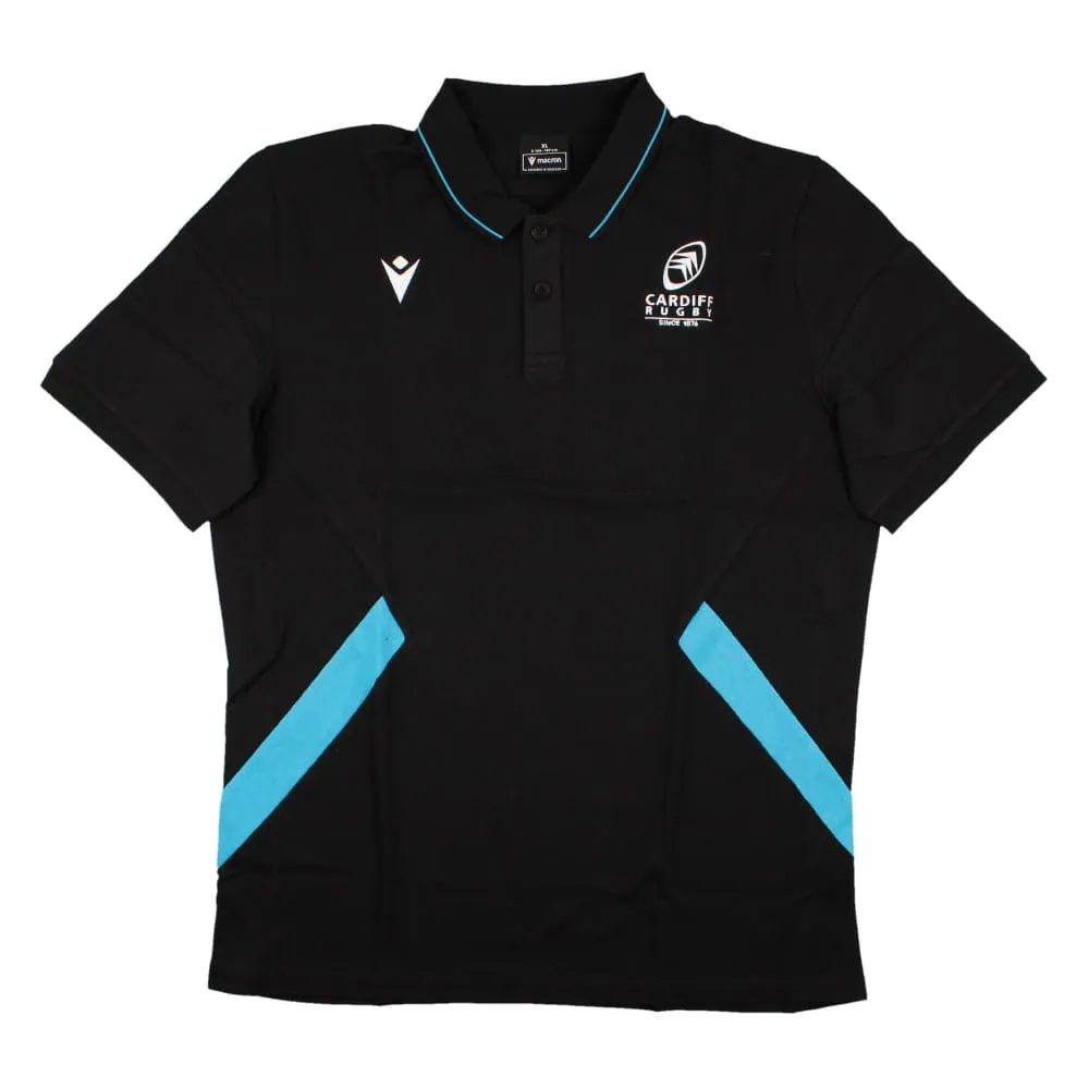 2023-2024 Cardiff Blues Rugby Piquet Polo Shirt (Black)