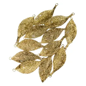 3D Leaf Shape Wired Metal Motif with Hooks on both ends for Craft or Decoration - 11450