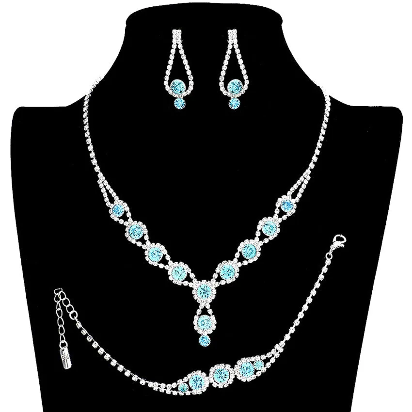 3PCS Rhinestone Bubble Necklace Jewelry Set