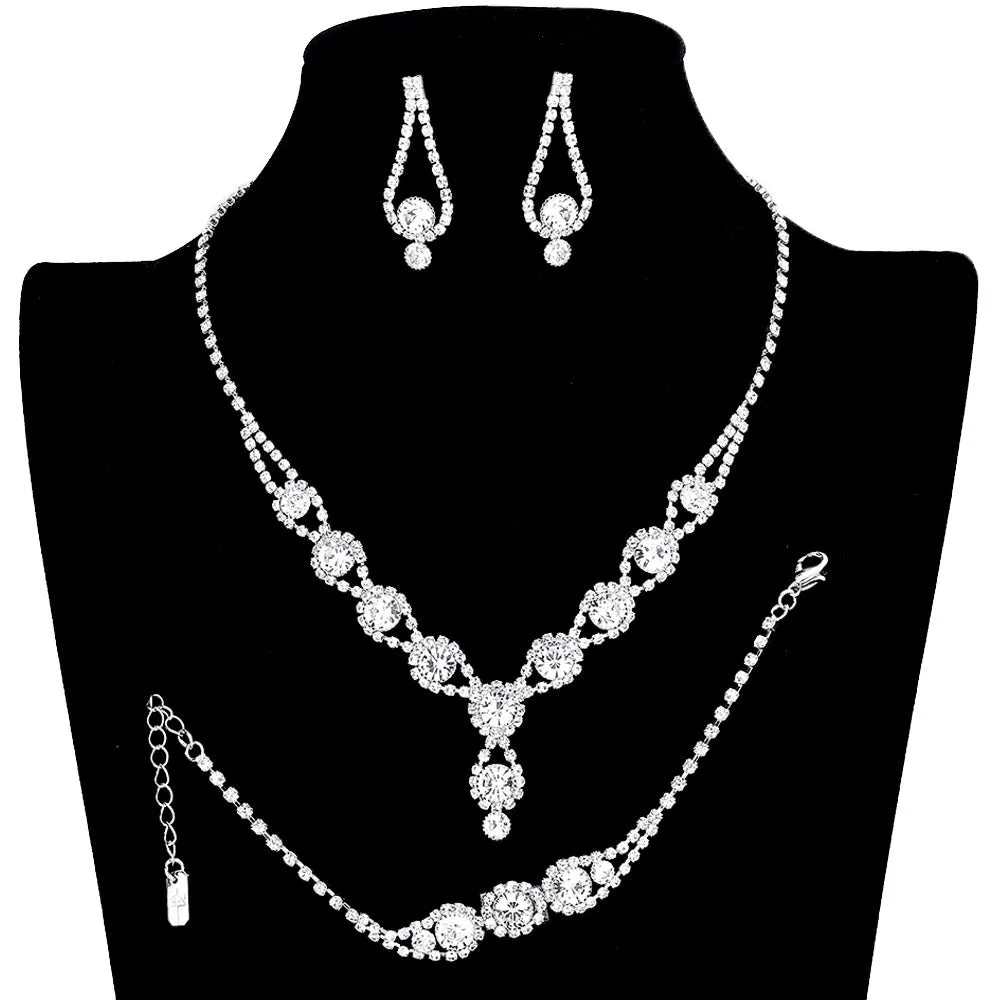 3PCS Rhinestone Bubble Necklace Jewelry Set