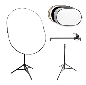 5-in-1 Collapsible Reflector Board (80x120cm) with Reflector Arm & Stand Kit