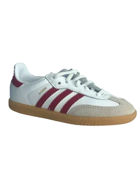 Adidas White/Red Samba OG EL I Trainers UK 9.5 Kids