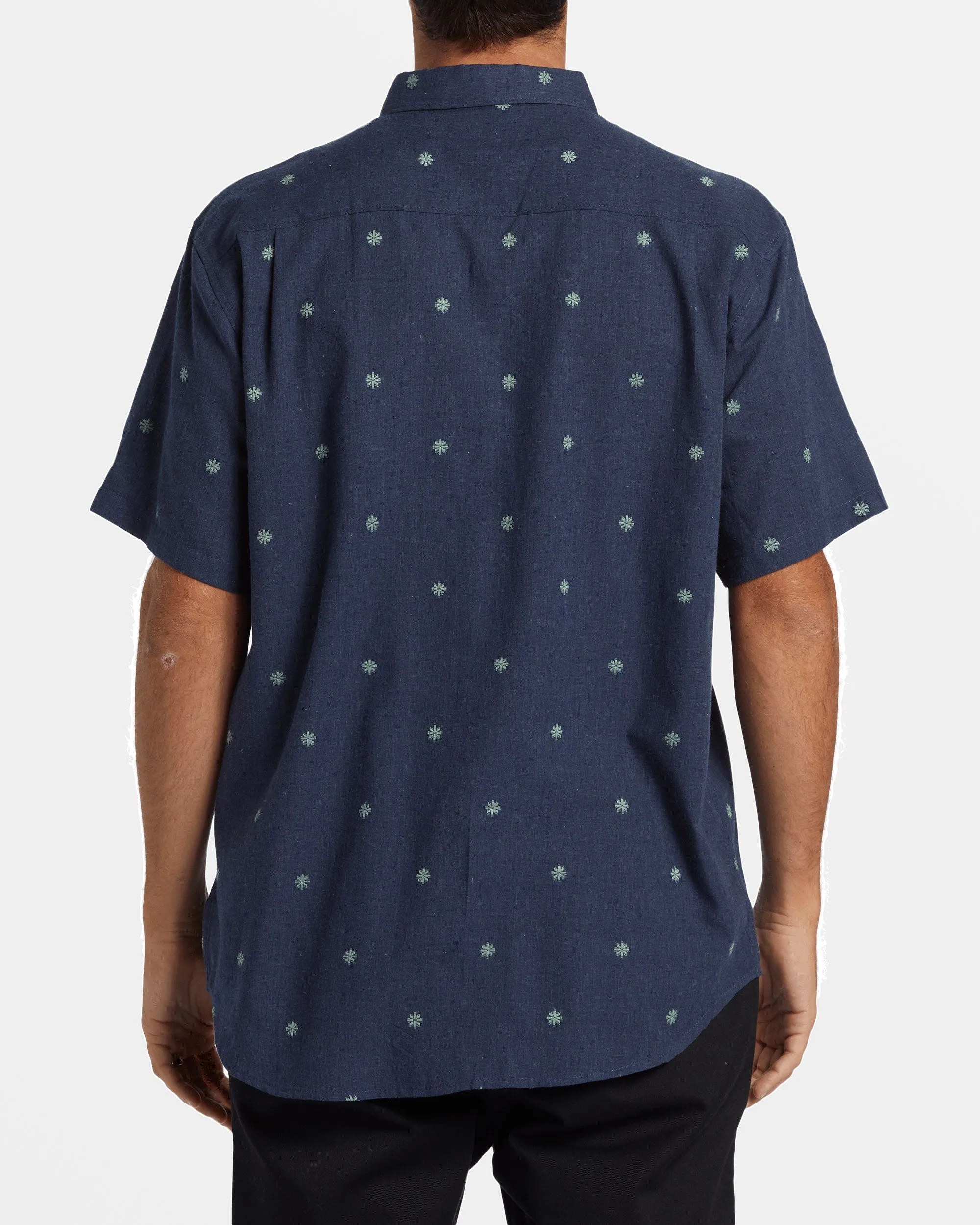 All Day Jacquard Short Sleeve Shirt - Dusty Navy