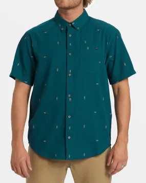 All Day Jacquard Short Sleeve Shirt - Real Teal