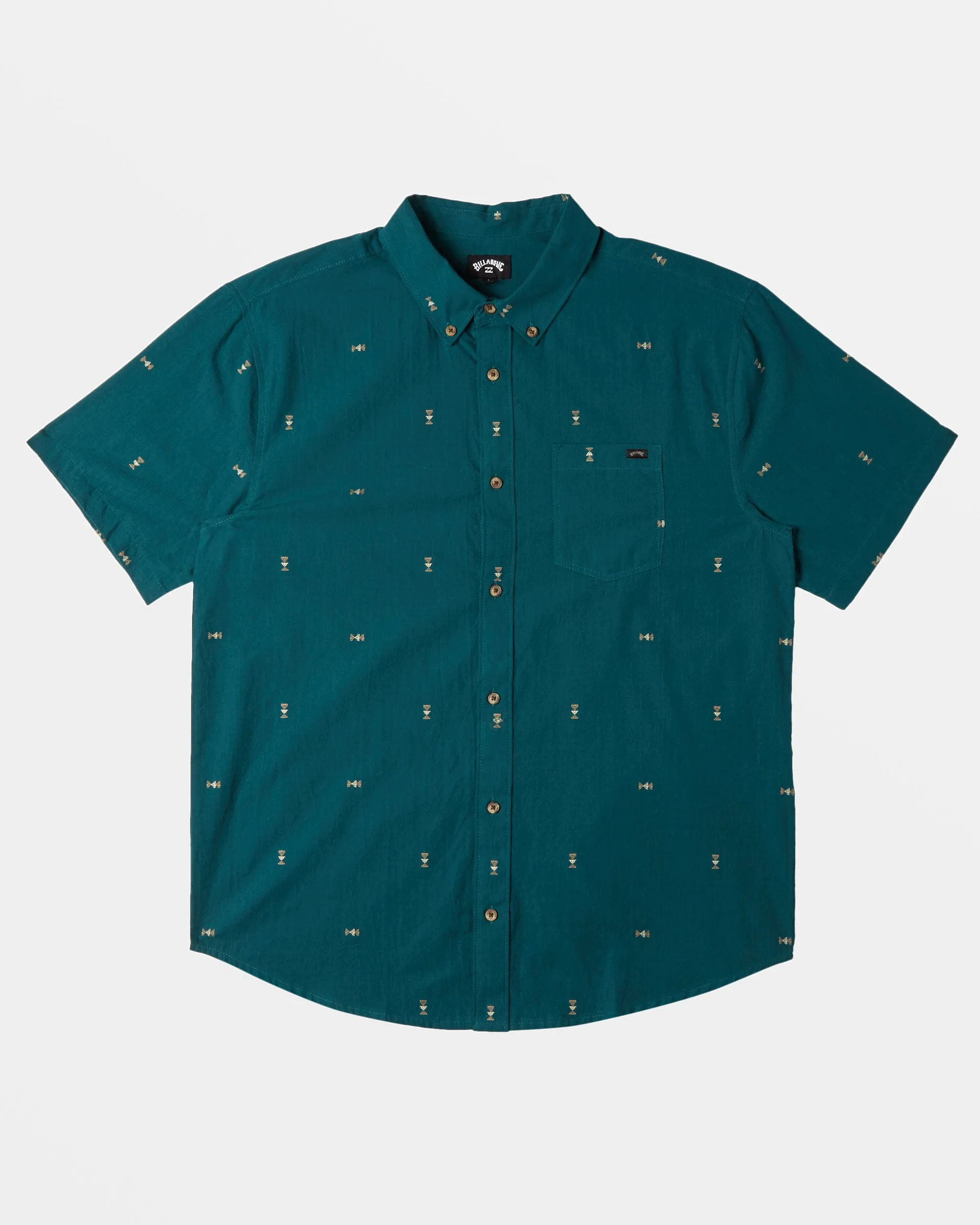 All Day Jacquard Short Sleeve Shirt - Real Teal