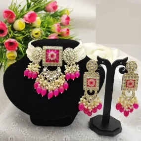 Alloy jewel set (dark pink) | MANATH