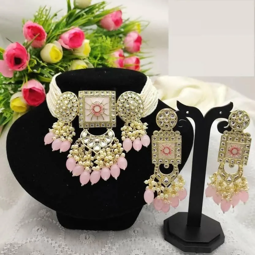 Alloy jewel set (dark pink) | MANATH