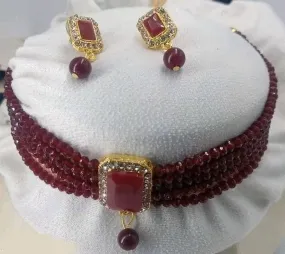 Alloy maroon jewel set | MANATH