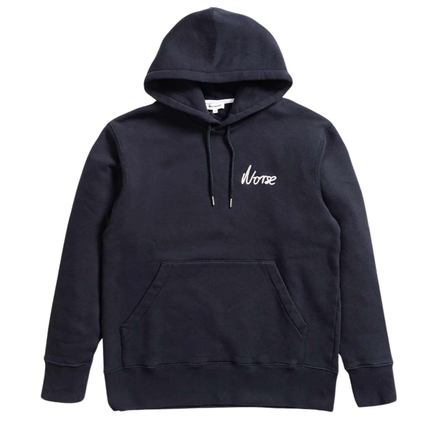 Arne Relaxed Organic Chain Stitch Logo Hoodie Dark Navy