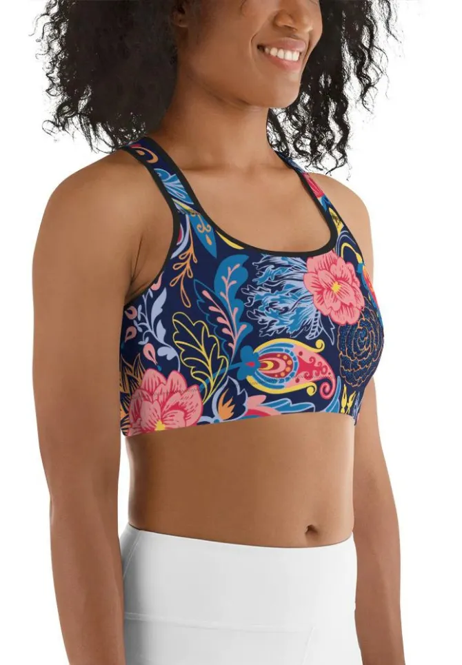 Art Deco Floral Sports Bra