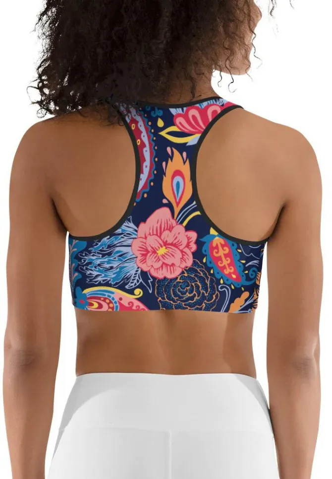 Art Deco Floral Sports Bra