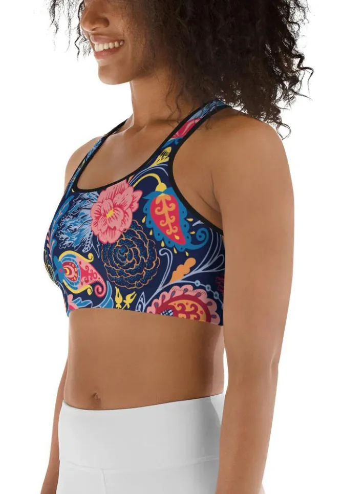 Art Deco Floral Sports Bra