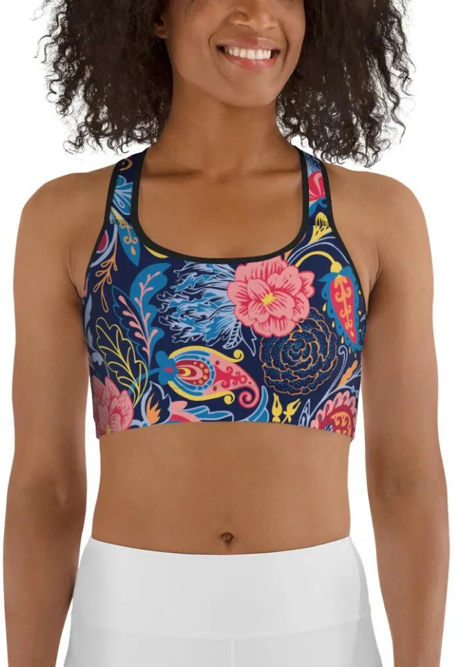 Art Deco Floral Sports Bra