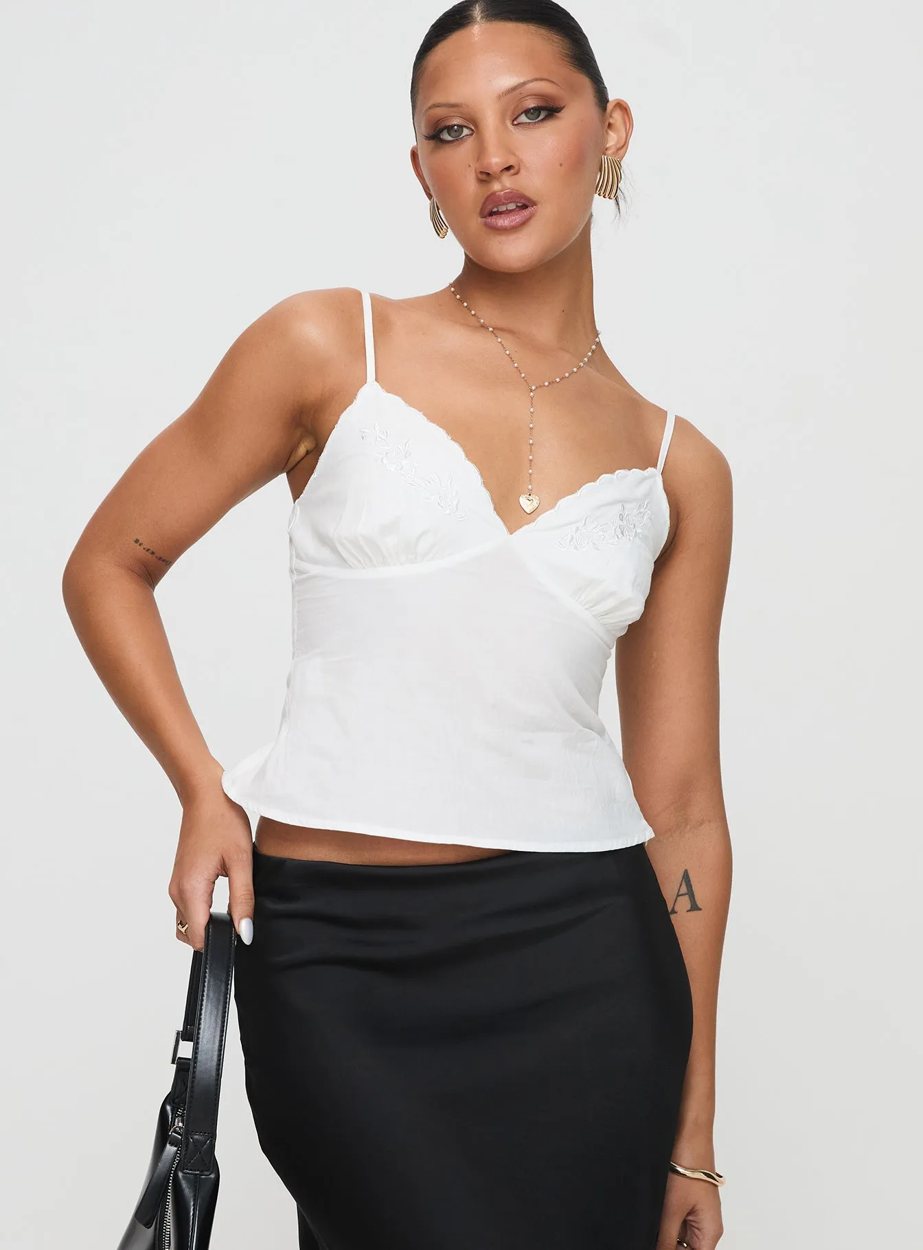 Aruba Embroidered Cami White