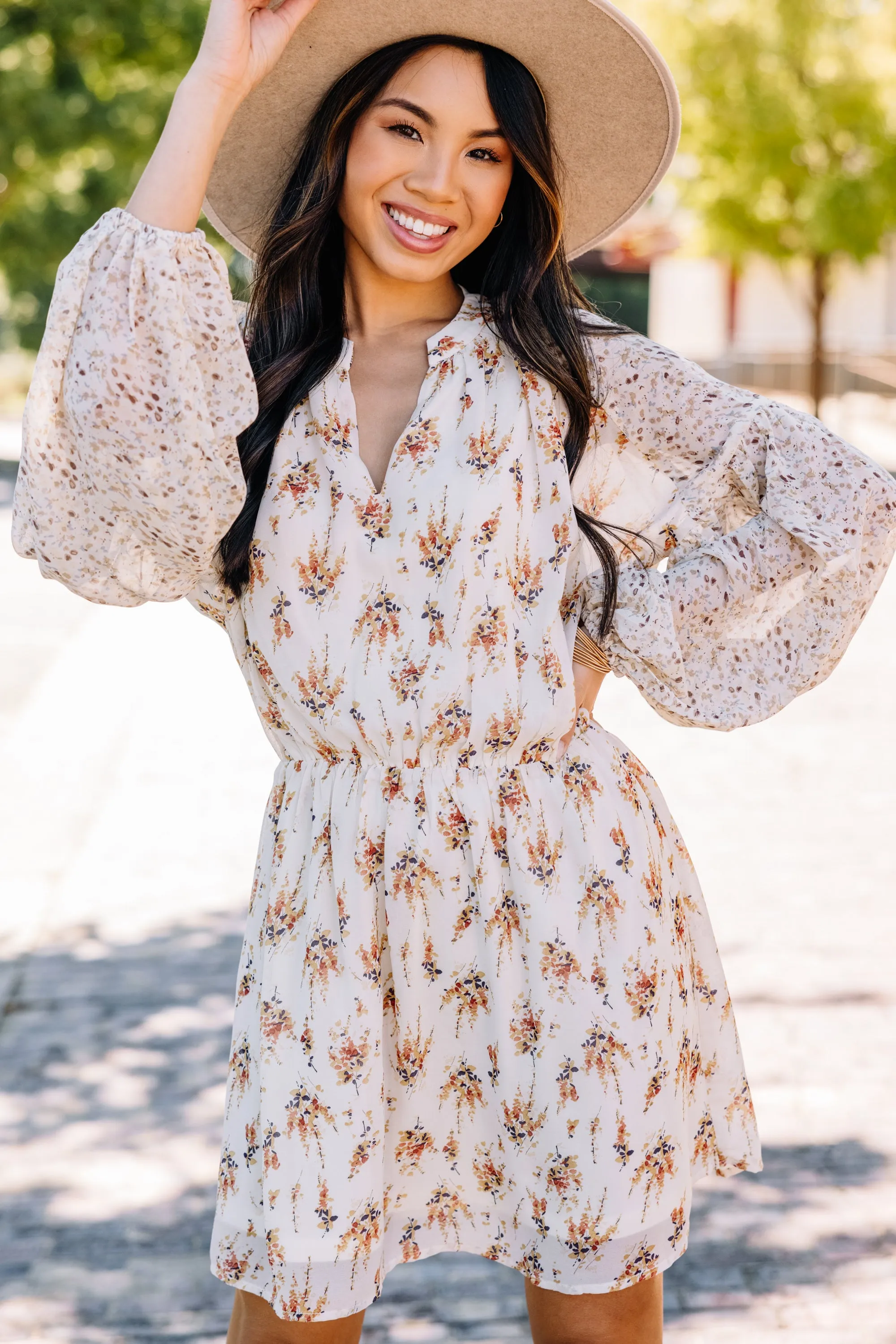 As Far As You Know Natural White Floral Dress