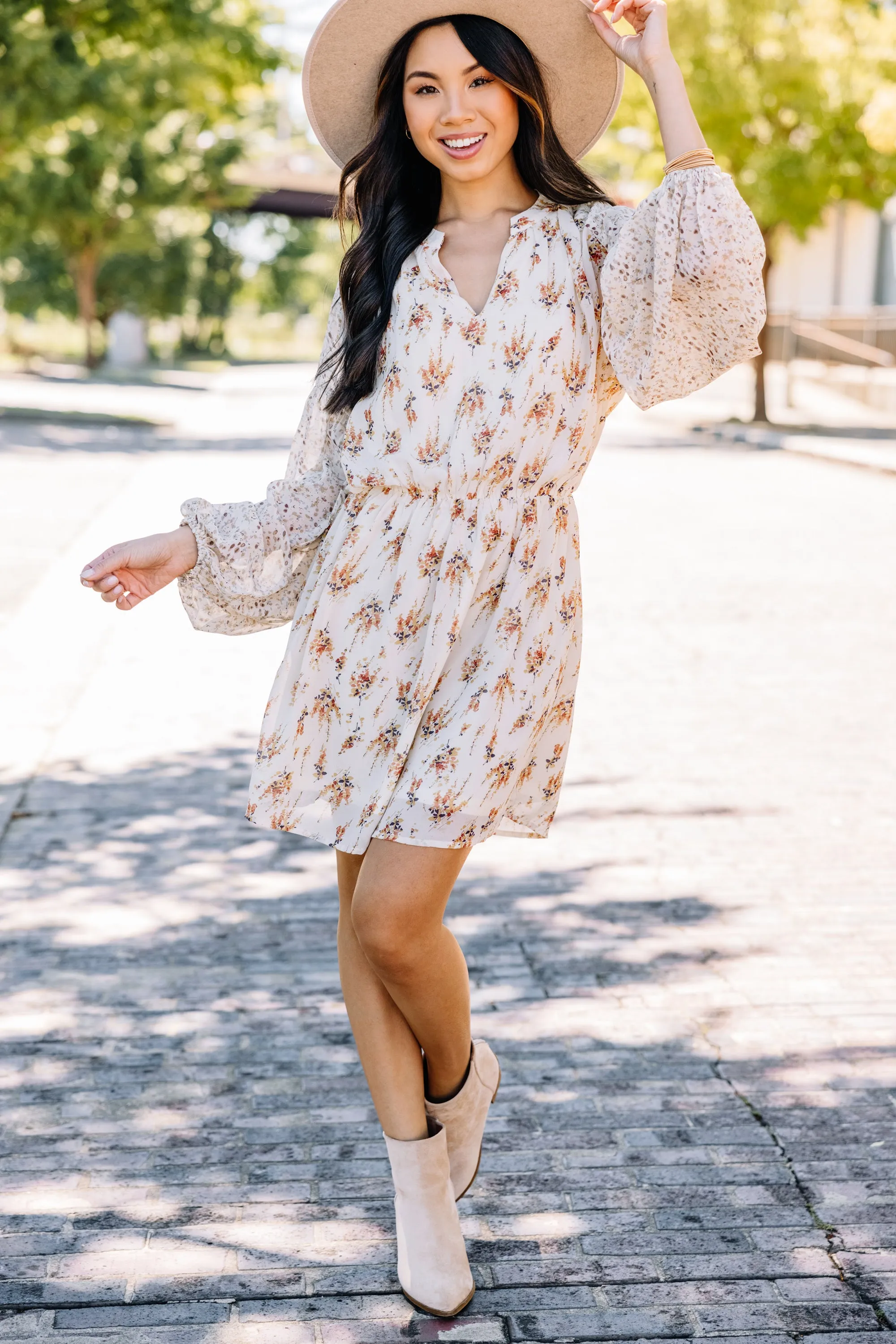 As Far As You Know Natural White Floral Dress