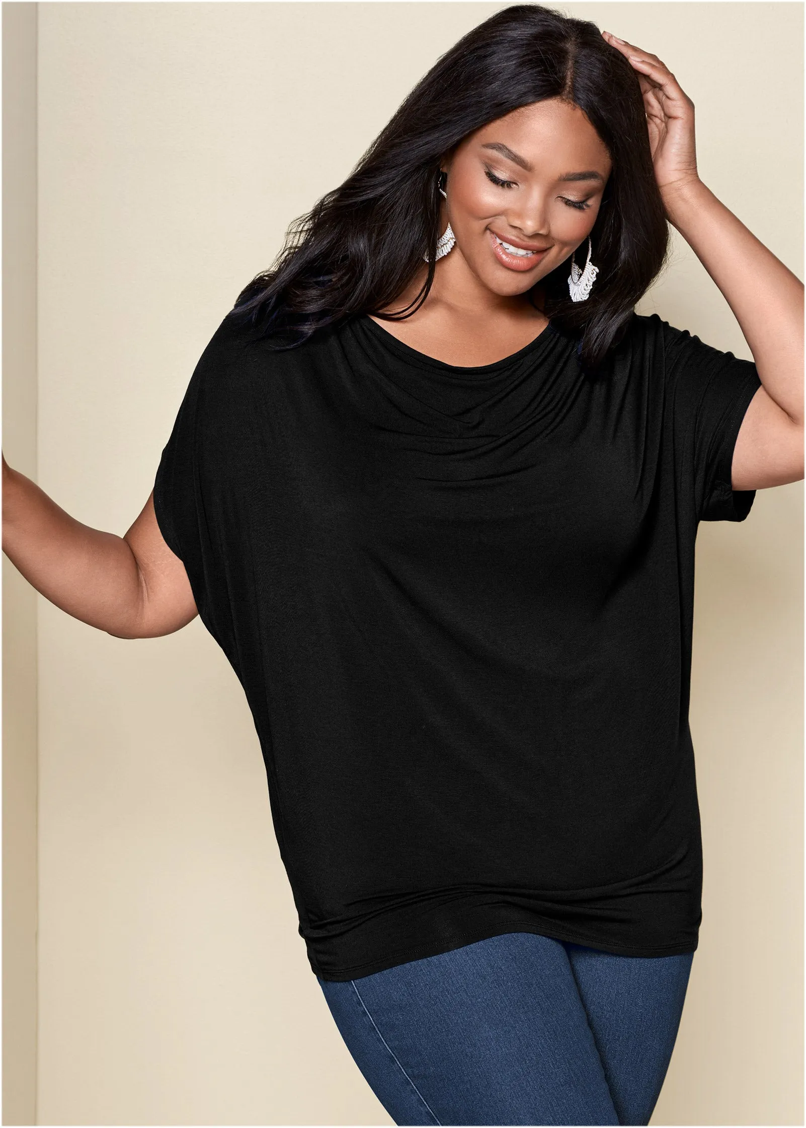 Basic Flounce Top - Black