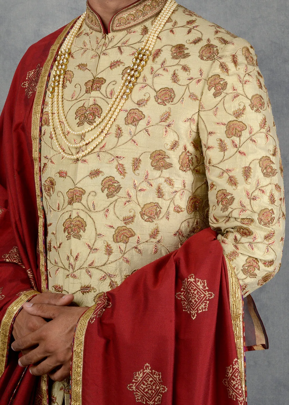 Beige Sherwani | Siddhesh Chauhan