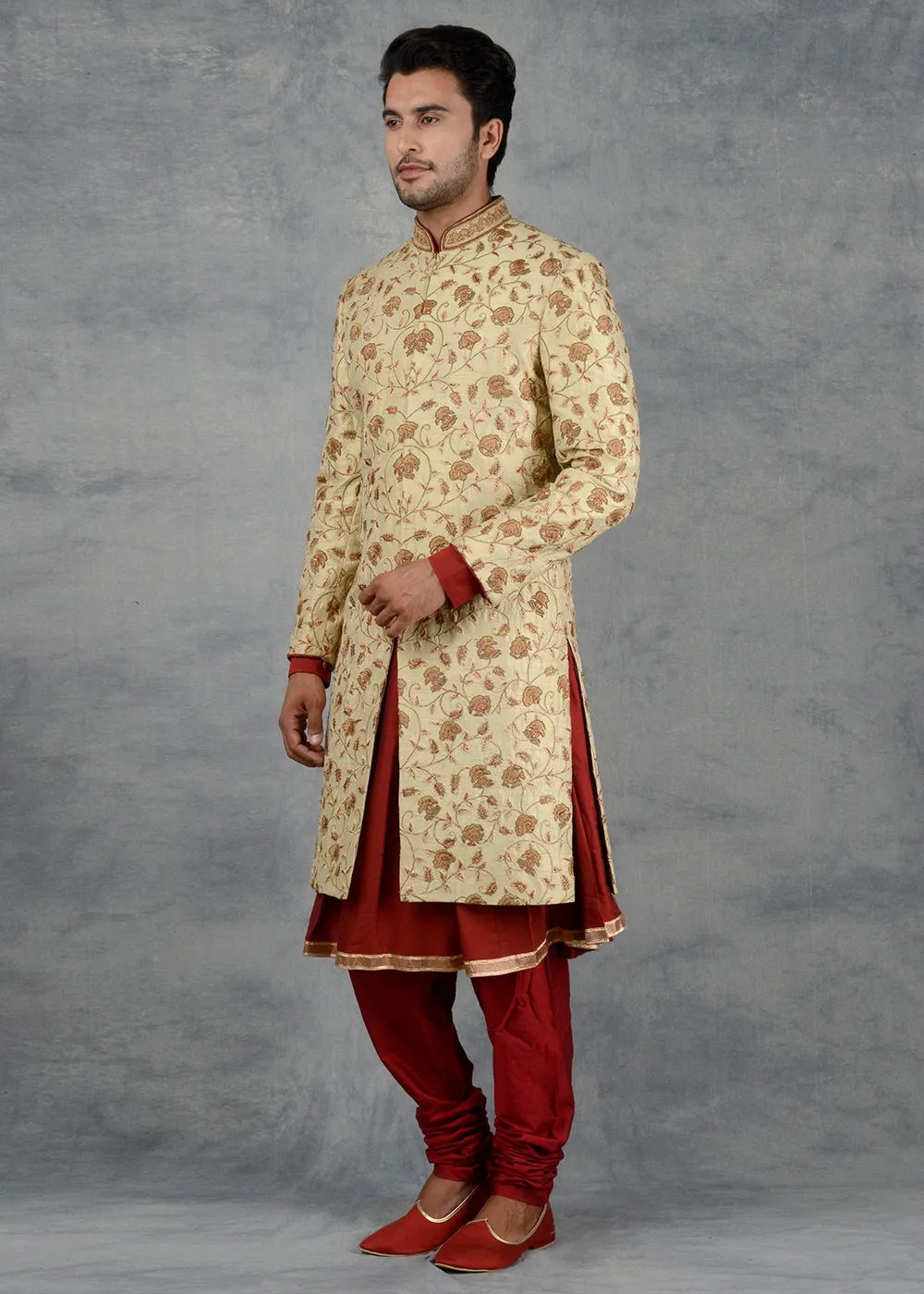 Beige Sherwani | Siddhesh Chauhan