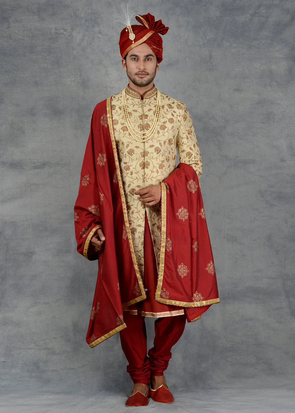 Beige Sherwani | Siddhesh Chauhan