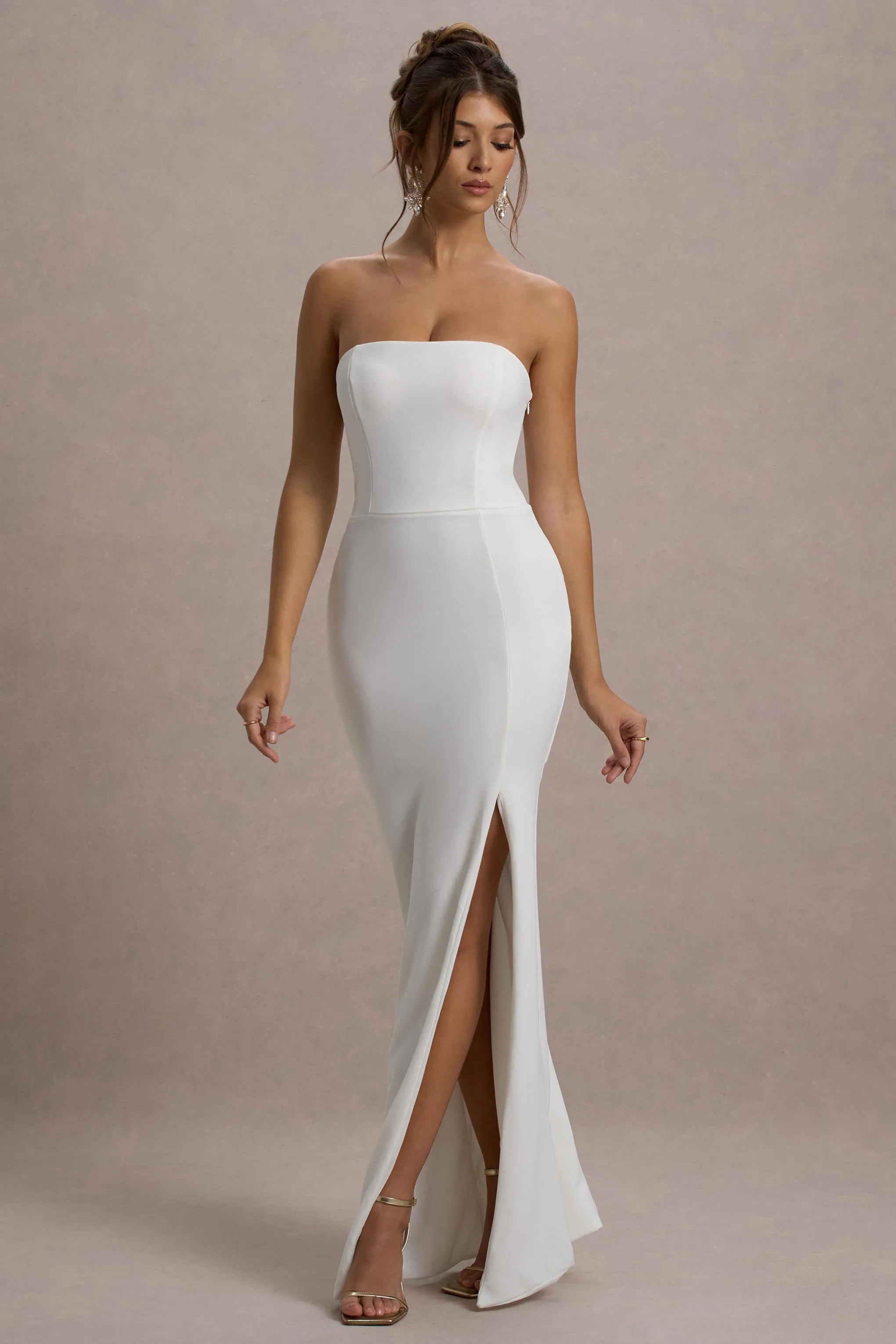 Belle of The Ball | Robe longue blanche avec ourlet fendu