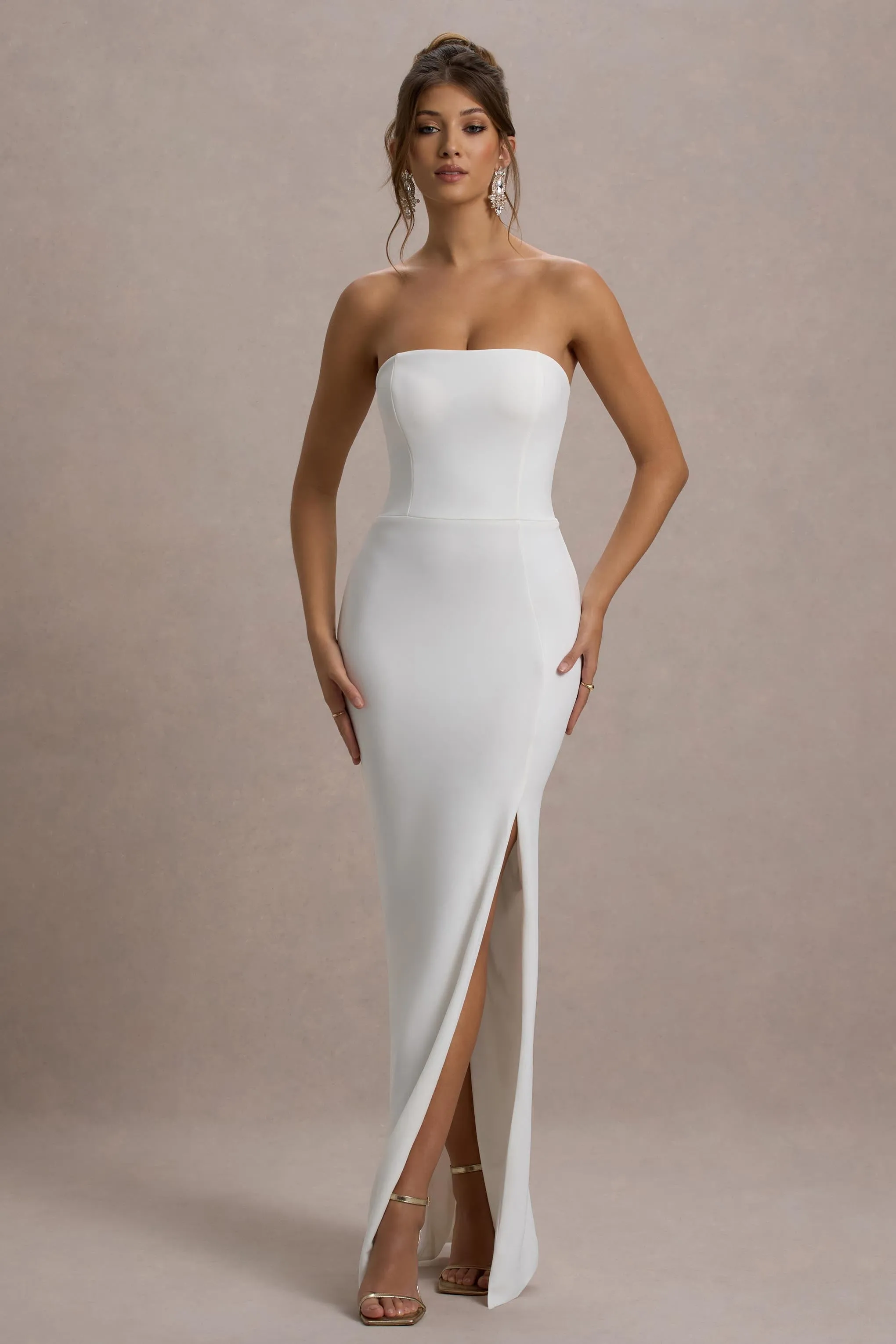 Belle of The Ball | Robe longue blanche avec ourlet fendu