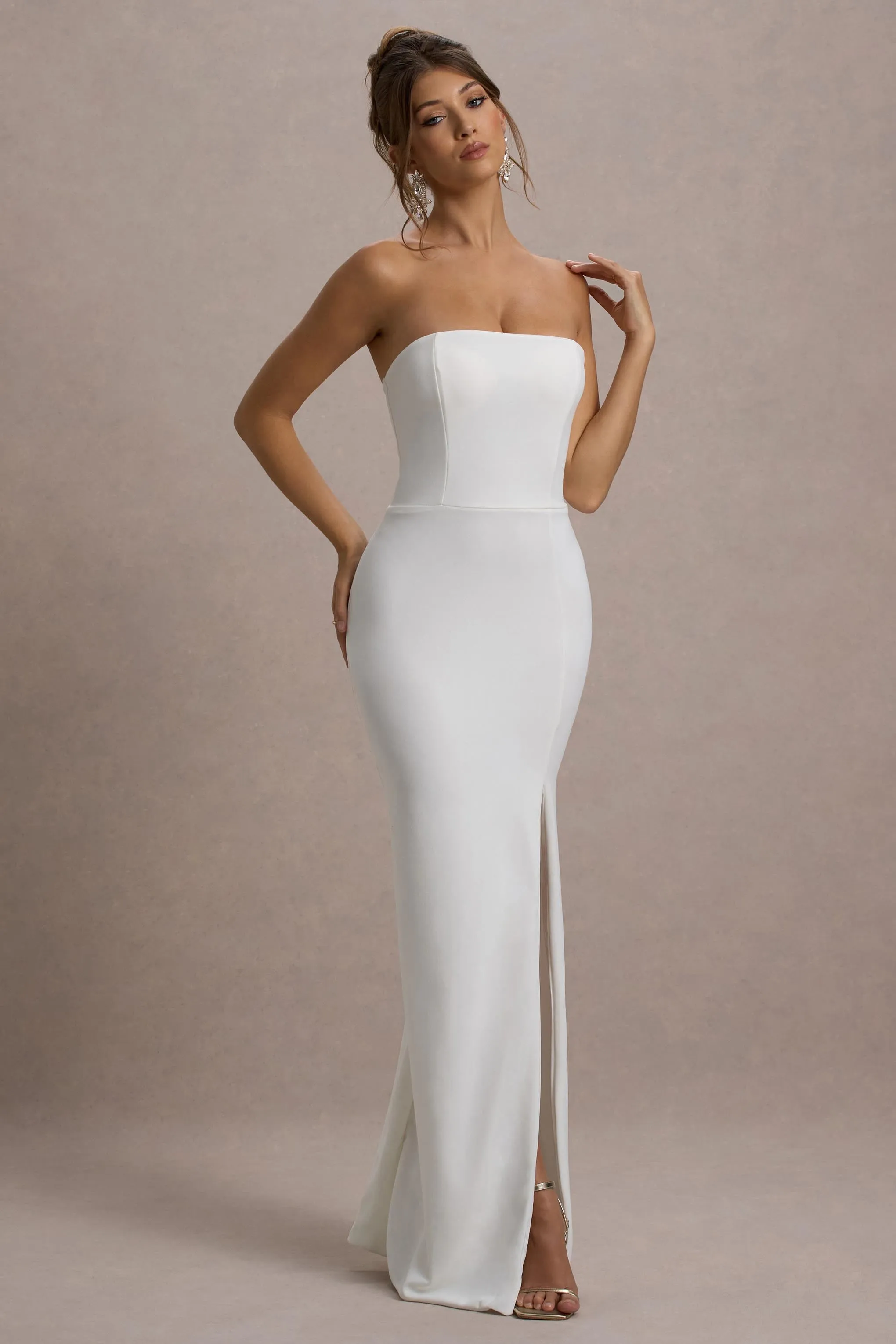 Belle of The Ball | Robe longue blanche avec ourlet fendu