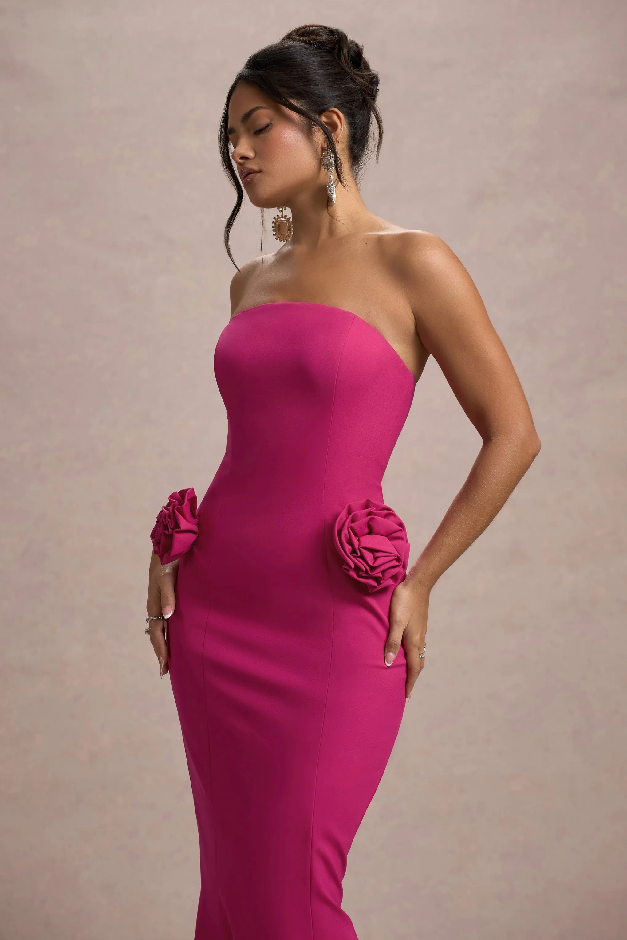 Best Of The Best | Robe longue sirène bustier rose foncé avec corsages