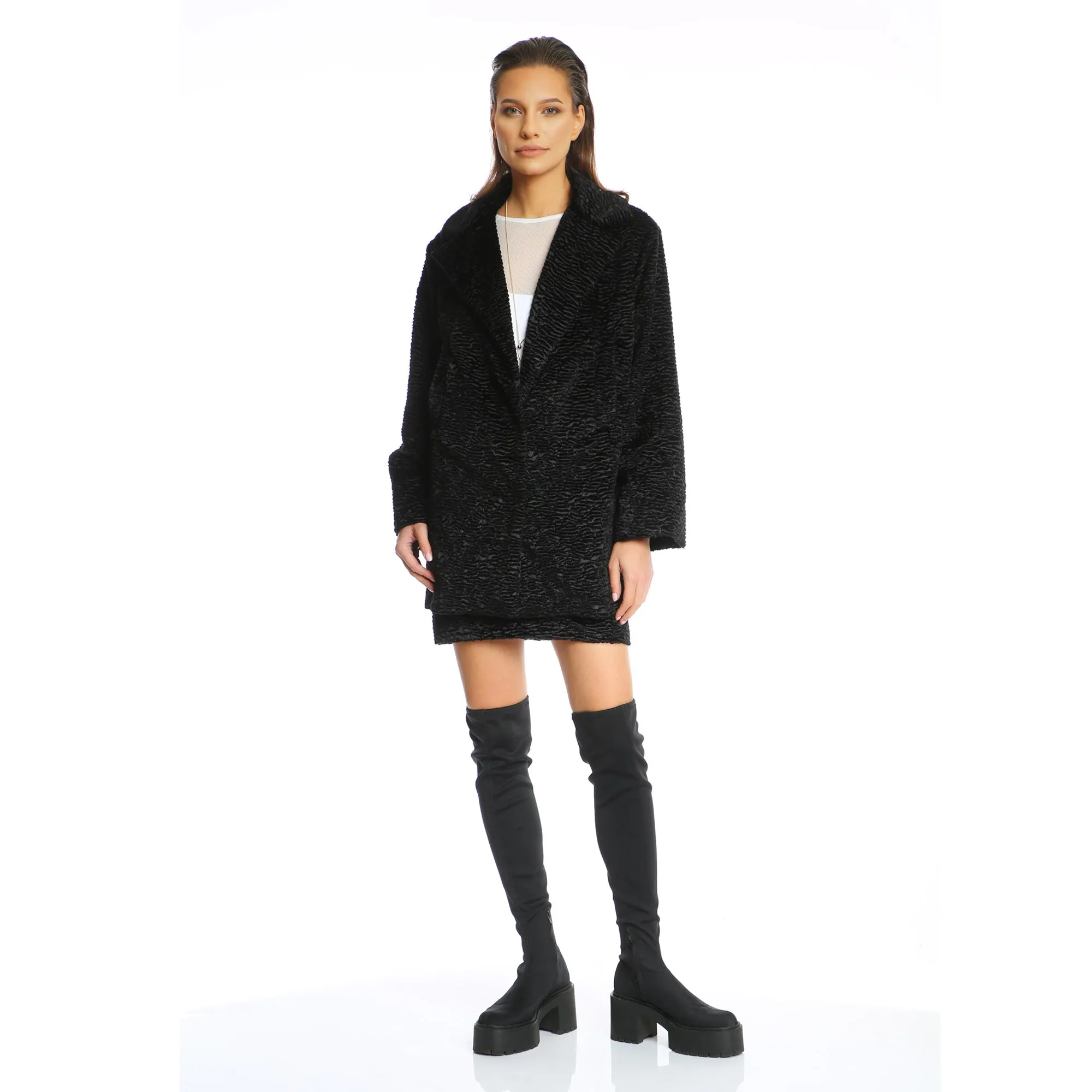 Black Faux Fur Coat