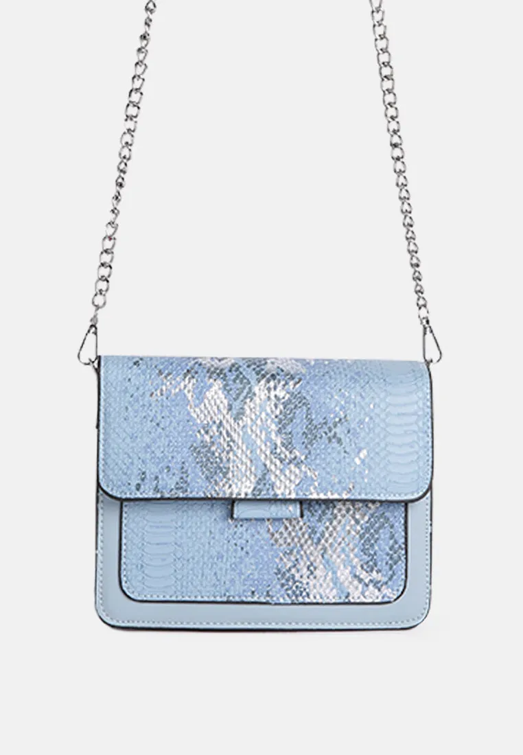 Blue Reptile Print Sling Bag