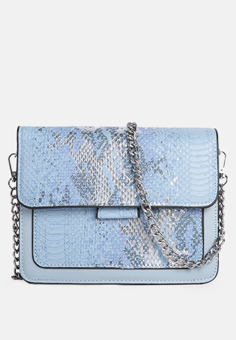 Blue Reptile Print Sling Bag