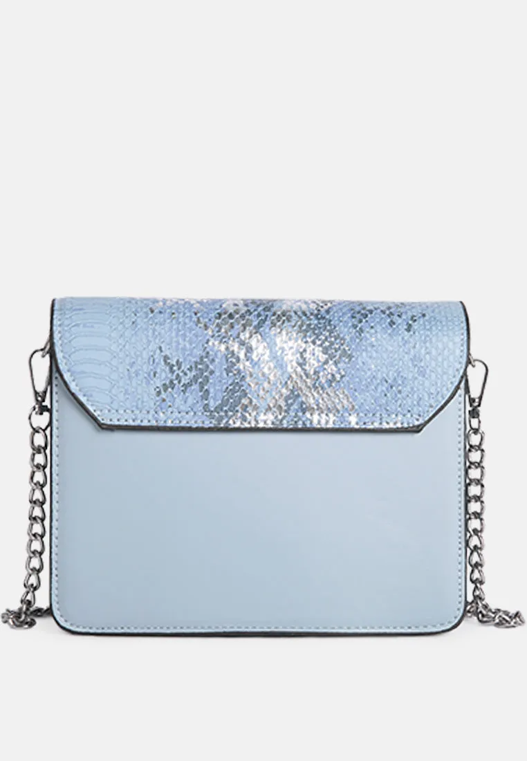 Blue Reptile Print Sling Bag