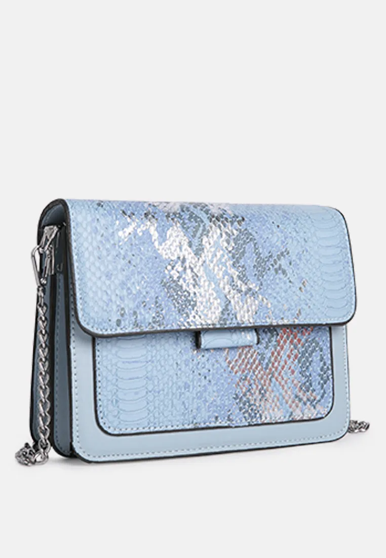 Blue Reptile Print Sling Bag