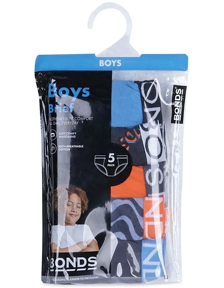 Bonds Boys Brief 5 Pack - Bonds Revibe Logo