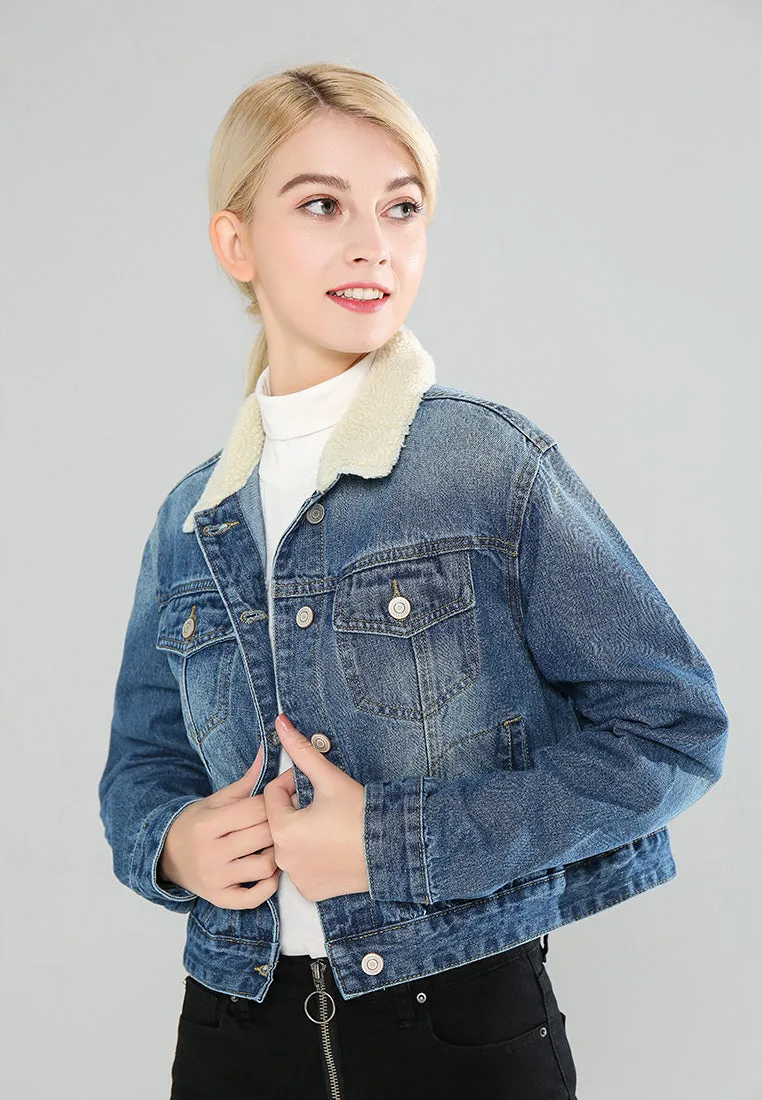 borg collar denim jacket