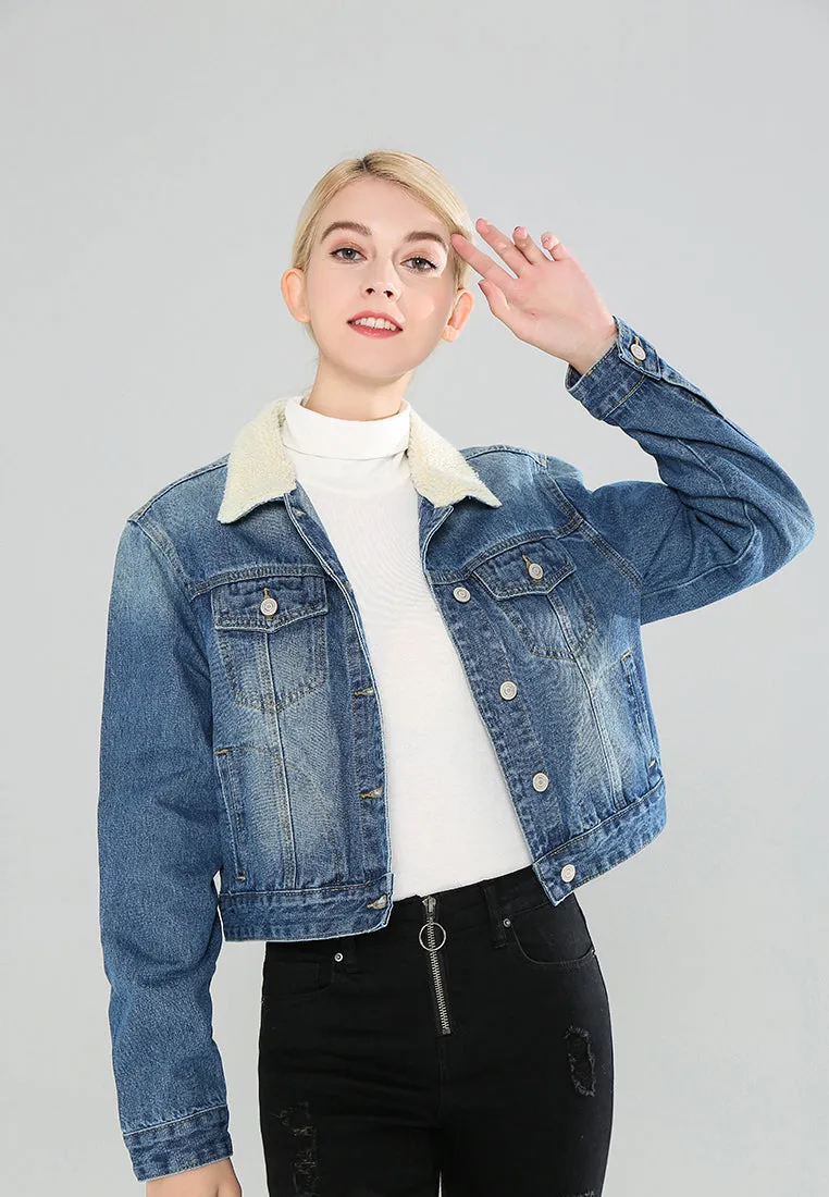 borg collar denim jacket