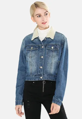 borg collar denim jacket