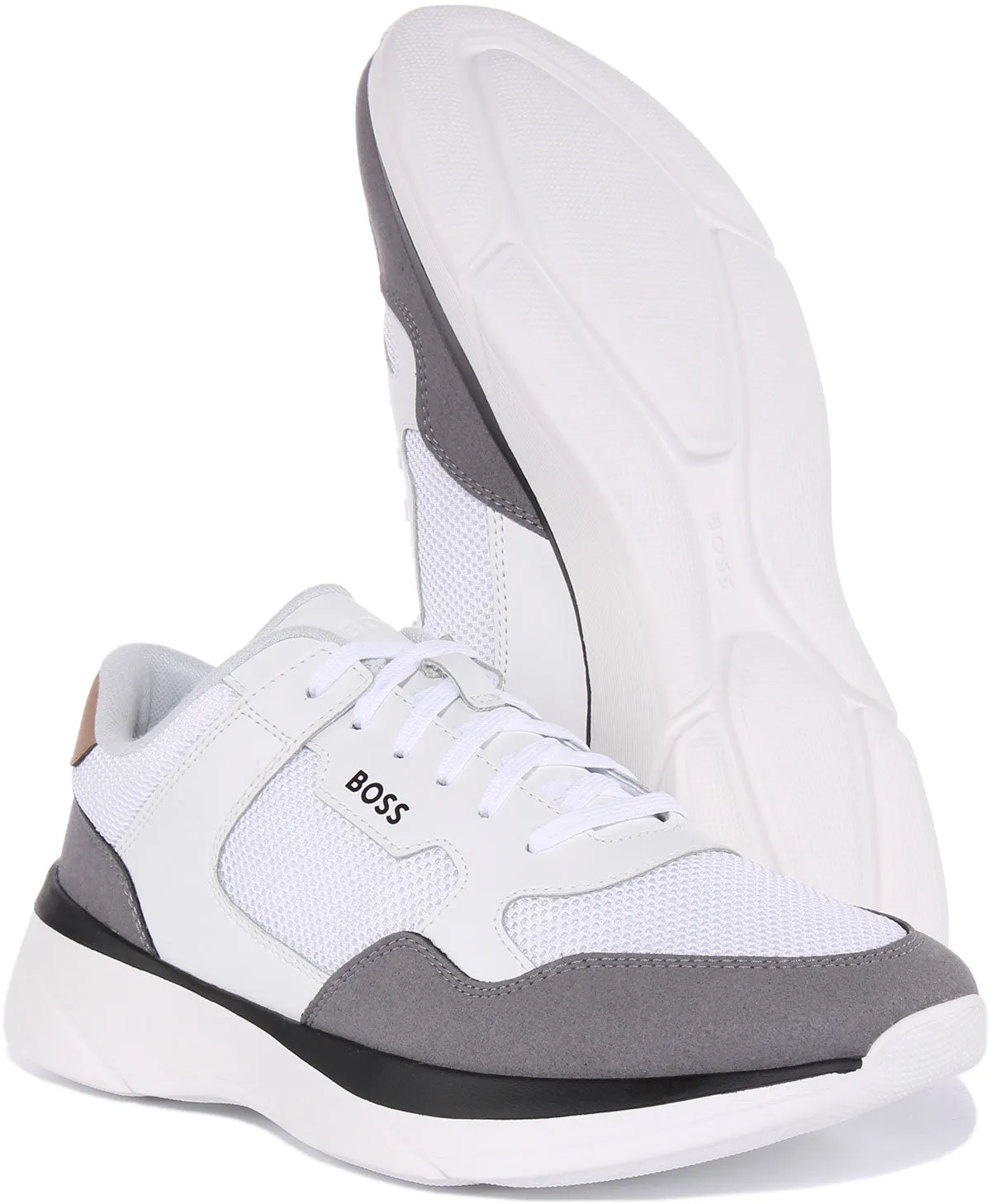 Boss Dean Runner In White Grey For Men