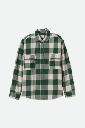 BRIXTON - BOWERY BF L/S FLANNEL - PINE NEEDLE/BEIGE