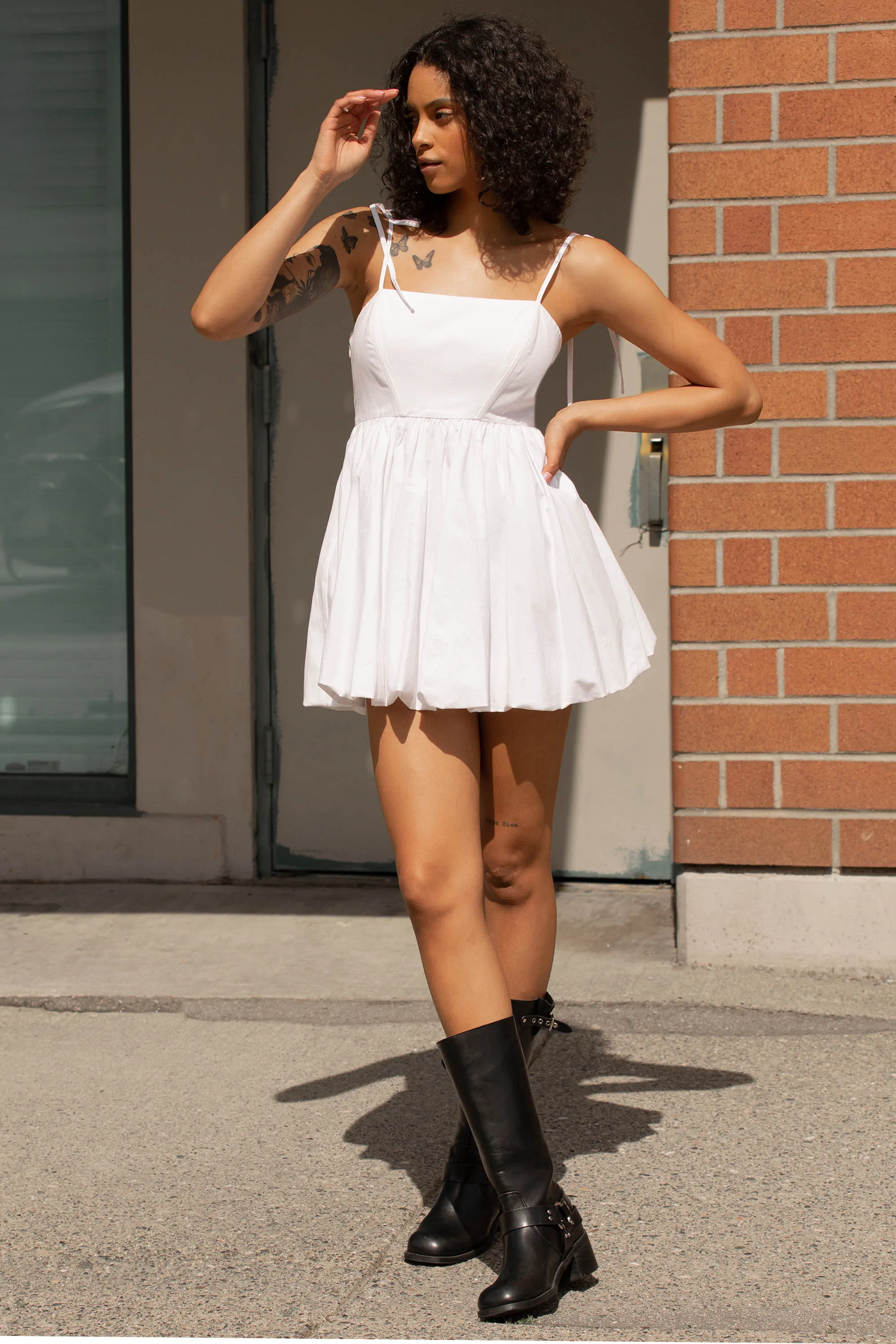 BUBBLE HEM MINI DRESS