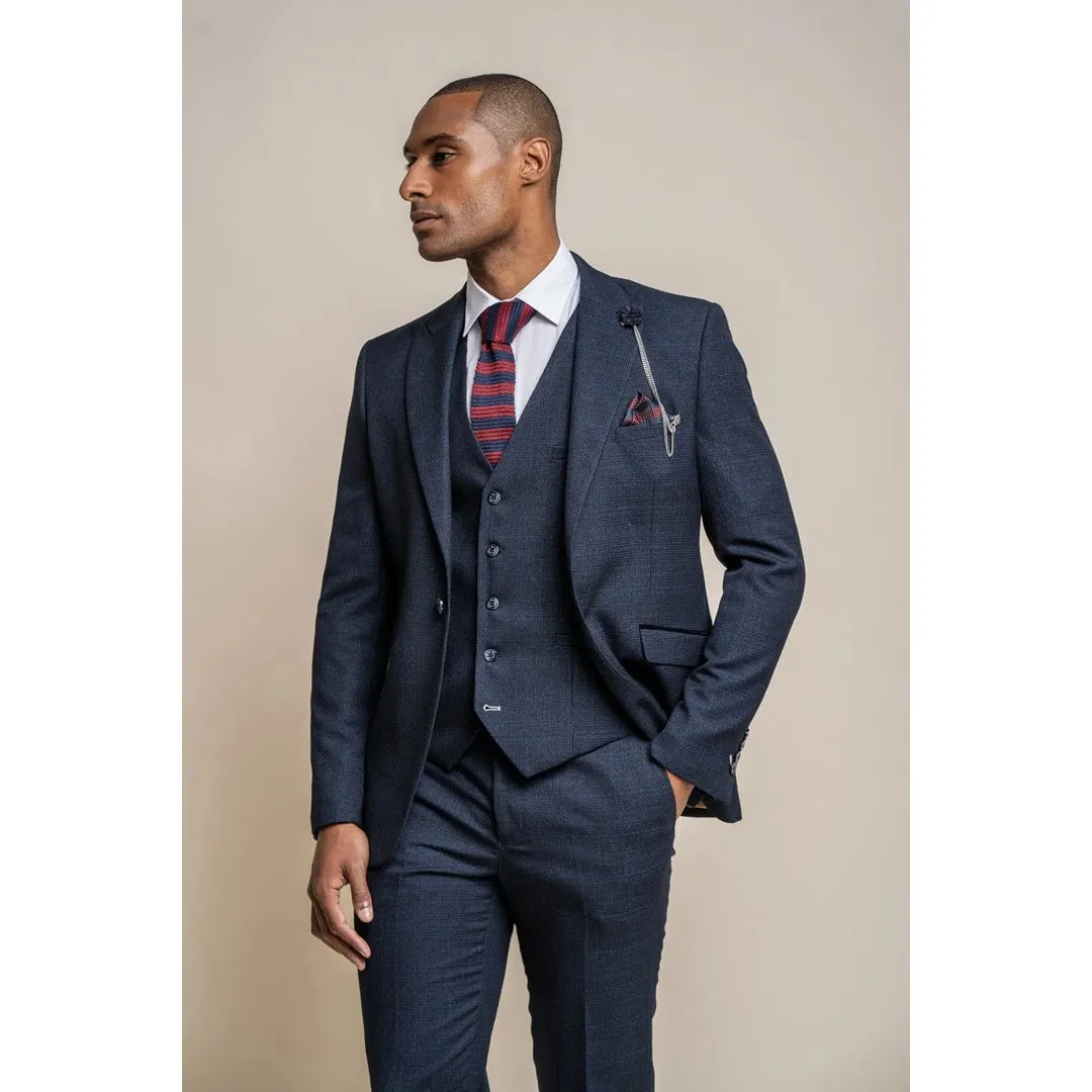 Caridi - Men's Tweed Navy Blue Blazer