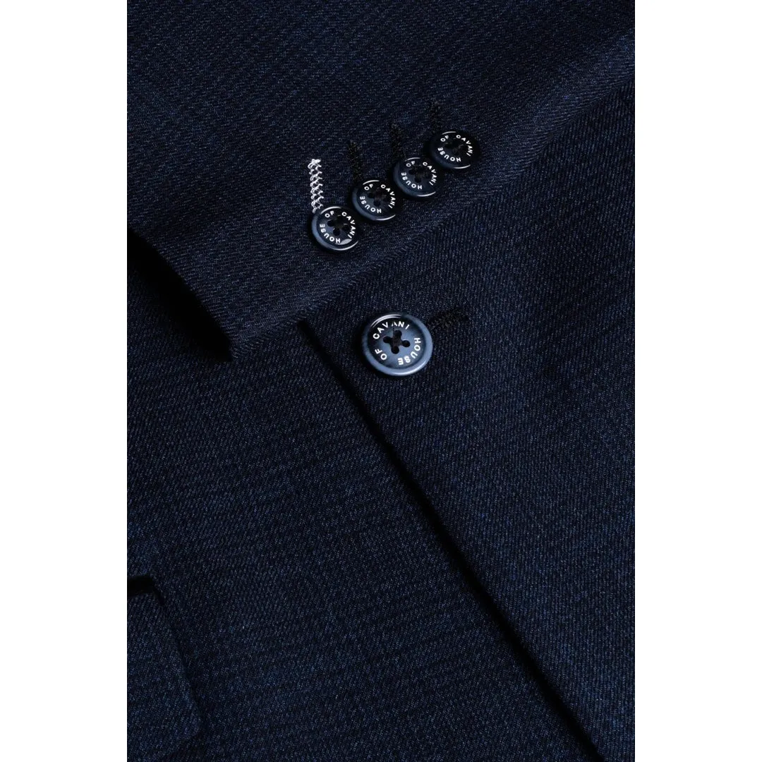 Caridi - Men's Tweed Navy Blue Blazer