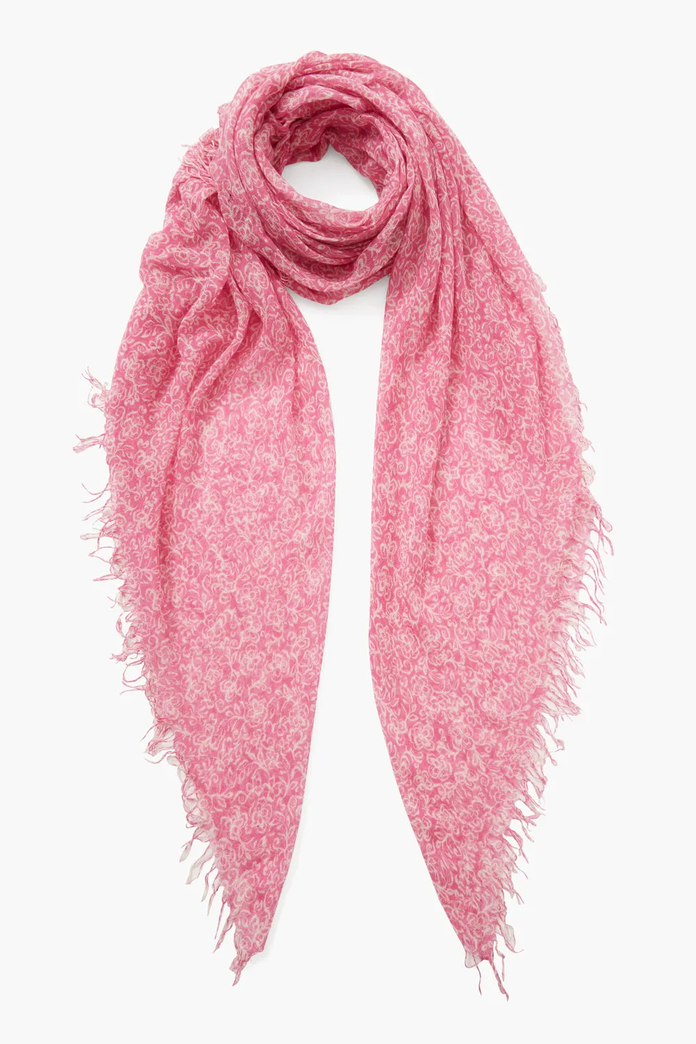 Cashmere and Silk Scarf Pink Hibiscus Floral