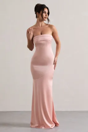 Colada | Robe longue en satin rose poudré décolleté bandeau