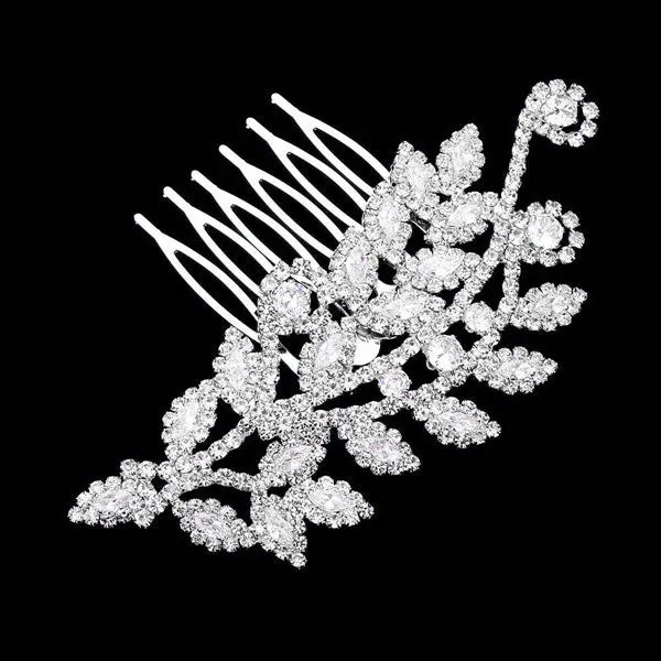 CZ Marquise Accented Leaf Hair Comb