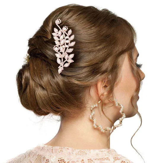 CZ Marquise Accented Leaf Hair Comb