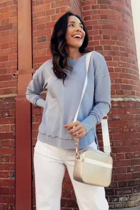 Delilah Light Blue Cotton Crewneck Jumper