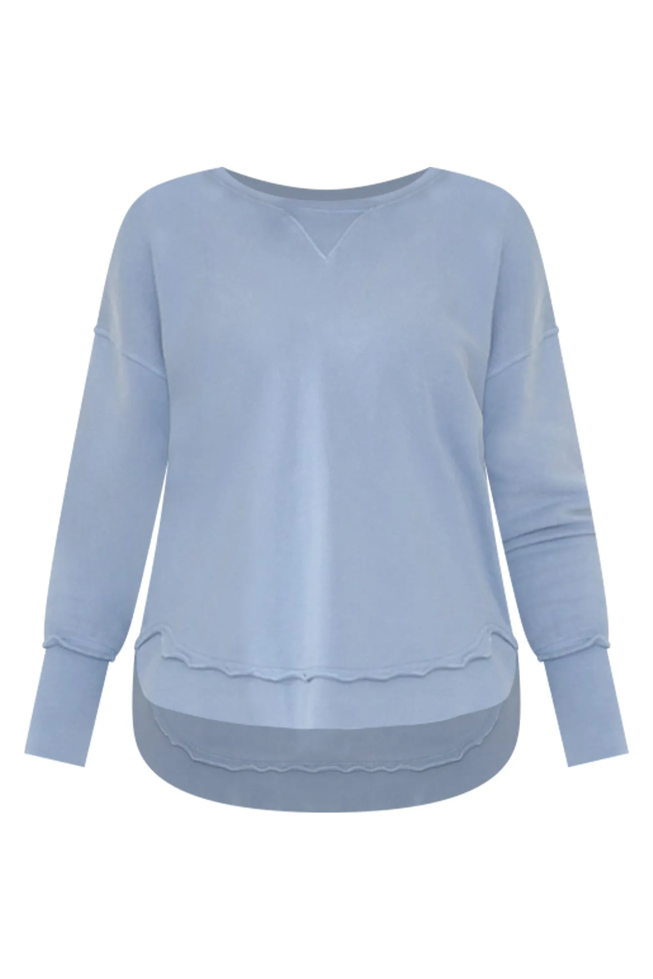 Delilah Light Blue Cotton Crewneck Jumper