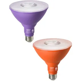 Dimmable 18W(120W Equivalent) E26 Base Purple & Orange Flood Light Bulb, 2 Pack-HDCP38A